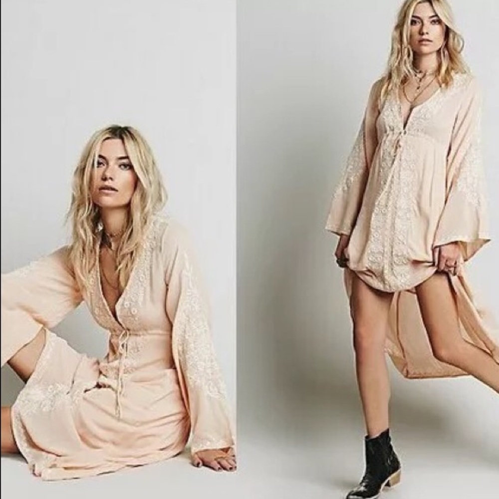 Bohemian dress peachy women’s embroidery dress